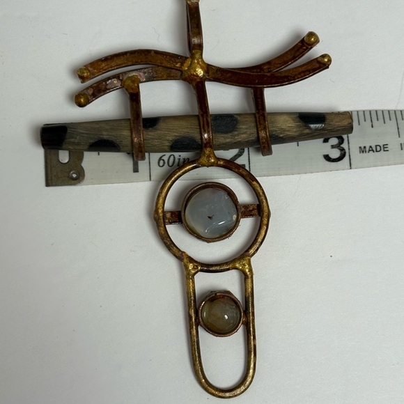 Artistic Vintage Metal and Stone Statement Necklace - Picture 3 of 10